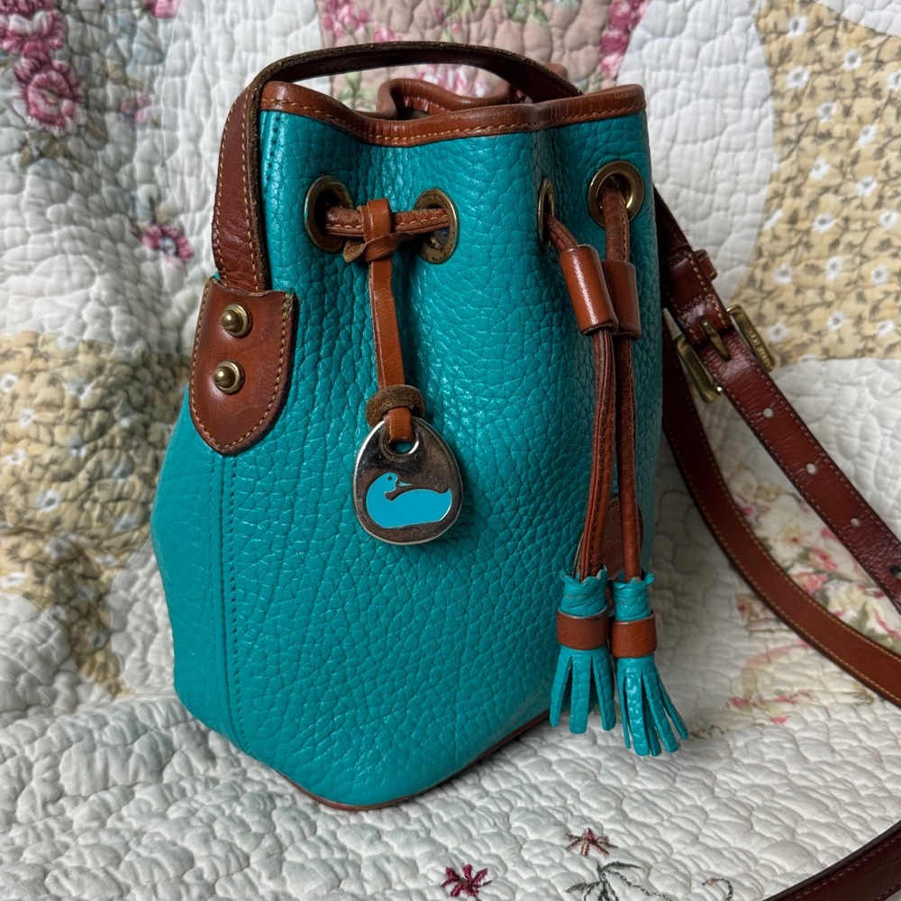 Vintage Dooney & Bourke AWL Teal Mini Bucket Bag - Picture 6 of 6